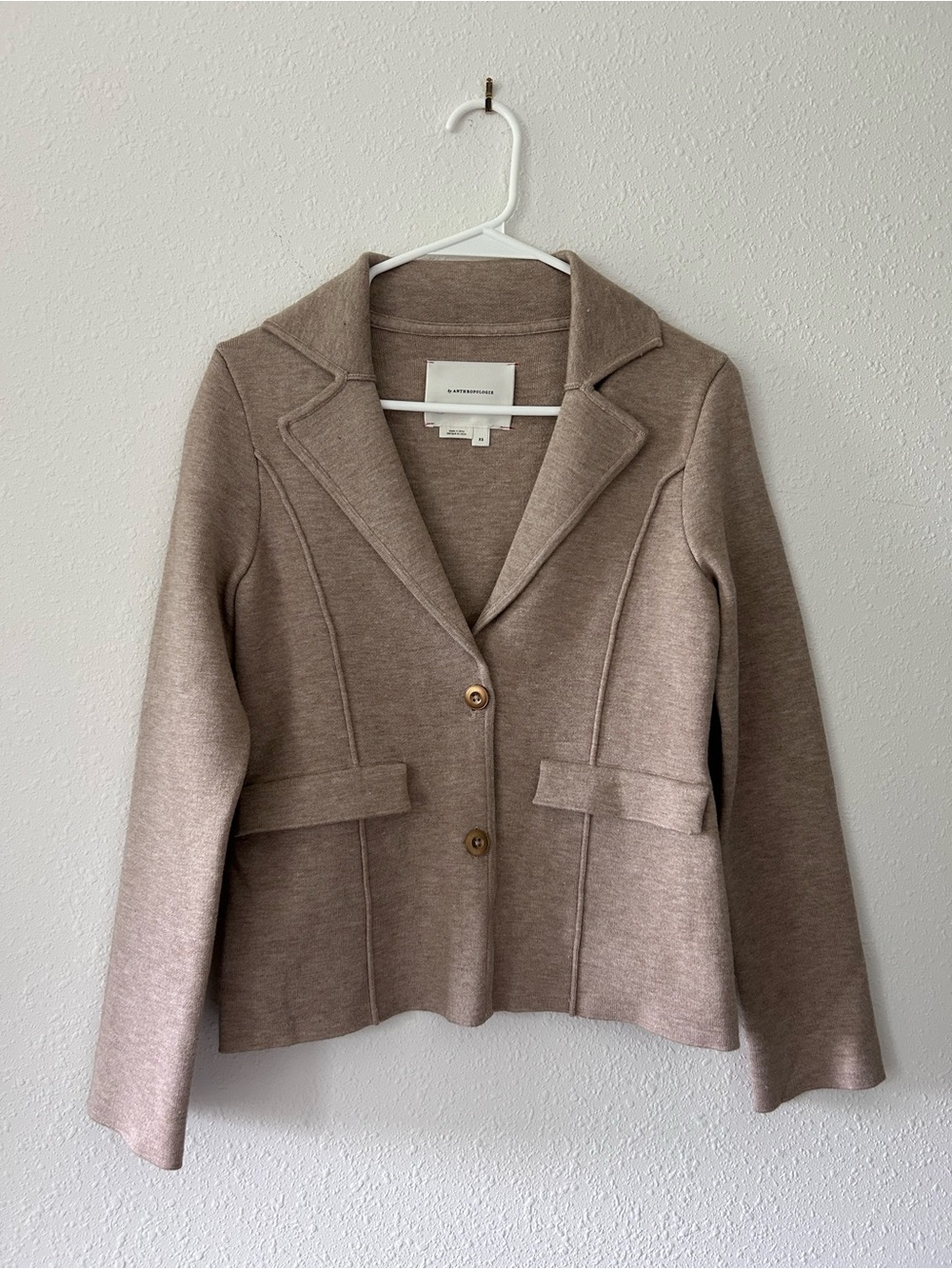 Anthropologie Taupe Tailored Knit Blazer